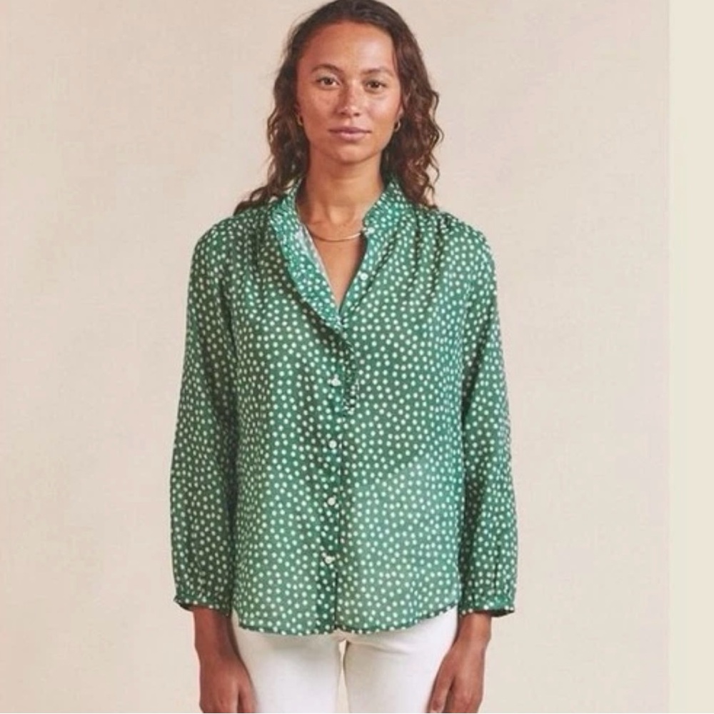 Women's Trovata Clara Button Down Shirt Blouse Lawn Dot BIRDS OF PARADIS Top S